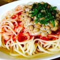 グリーンはーと's cooksnap of when they made トマトと納豆の冷製パスタ.