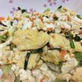 kozueham's cooksnap of when they made 簡単♪めんつゆでほっこり♪ニラ卵炒り豆腐.
