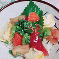 hirorema's cooksnap of when they made 刺身＆アボガド！ザクっと和えて海鮮丼！.