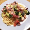 Rei_mama♡'s cooksnap of when they made 胡瓜•トマト•蛸の超簡単☆冷製パスタ♪.