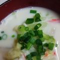 rikihaha's cooksnap of when they made 白菜とカニカマの豆乳スープ.