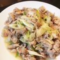 ebiholic's cooksnap of when they made 豚肉 長ネギのガーリック炒め♡.