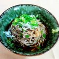 SP♪'s cooksnap of when they made ✿冷たいお蕎麦の明太子和え＆しらす乗せ✿.