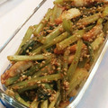 mioly's cooksnap of when they made 蕪の葉と竹輪のゴマ和え.