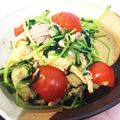 クック9Y8WUX☆'s cooksnap of when they made ミニトマトと豆苗と卵の炒め物.