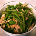 もんちもんち's cooksnap of when they made さつまいもの茎と豚肉のおかかゴマ炒め.
