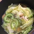 ぱぴぷぺぽんちゃん's cooksnap of when they made 鶏モモ肉とキャベツ&ゴーヤのスープ煮.