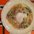 クック24GY03☆'s cooksnap of when they made カルボナーラ風温玉スパ.