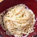 d310light's cooksnap of when they made あっさり濃厚★お豆腐明太のカルボナーラ風.