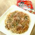 mayuyuキッチン's cooksnap of when they made 辛ラーメンde和風きのこガレット.