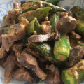 きおか's cooksnap of when they made 砂肝とオクラのオイマヨ炒め.