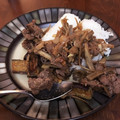yumi85's cooksnap of when they made 牛とナスとごぼうのオイソース炒め.