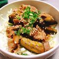 wamico's cooksnap of when they made 超簡単！ナスと豚バラの甘酢ダレ丼.