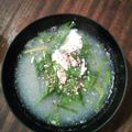 inLondon's cooksnap of when they made おせんべいでおこげ風～ニラ卵スープ❤❤.