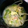 4double5's cooksnap of when they made ニラ玉中華スープ.