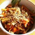 けんちゃんひろちゃん's cooksnap of when they made 大根の皮で節約きんぴらのごま和え☆常備菜.