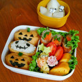panna＊3's cooksnap of when they made ハロウィンおばけとかぼちゃのデコ稲荷寿し.