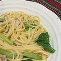 tikariri's cooksnap of when they made 豚肉と小松菜の柚子胡椒スパゲッティ.