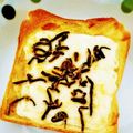 なち時雨＠'s cooksnap of when they made 簡単☆塩昆布のチーズはちみつトースト.