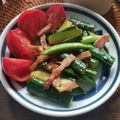 ふか谷's cooksnap of when they made きゅうりとベーコンのガーリック炒め.