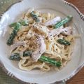 ミーがむわ's cooksnap of when they made 蒸鶏とアスパラのレモンクリームパスタ♡*.