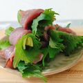 umi☆neco's cooksnap of when they made 簡単おつまみ＊大葉とチーズとお刺身と＊.