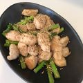 TSatoshi's cooksnap of when they made アスパラ ささみ 鶏肉 塩炒め QC簡単.