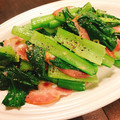 ☆糖質減らしてます☆'s cooksnap of when they made 小松菜と生ハムのガーリック炒め.