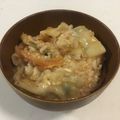 papikun's cooksnap of when they made 手抜きランチに！餃子のキムチ雑炊☆.