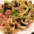 しゅがーみゅ's cooksnap of when they made ベーコンとキノコ、ほうれん草の和風パスタ.