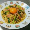 もぐ・ω・くま's cooksnap of when they made 冷蔵庫の余り物で♡簡単中華風ニラ玉パスタ.