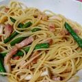 やすとみぃ's cooksnap of when they made ワンポット☆アスパラベーコンの和風パスタ.