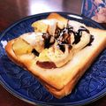 ❁Abake❁'s cooksnap of when they made さつま芋のﾁｮｺっとチーズトースト.