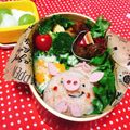 ohno2979's cooksnap of when they made キャラ弁＊簡単♪ぶたちゃんおにぎり弁当.