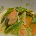 イエローバード's cooksnap of when they made 蒸し野菜♩鮭とかぼちゃのクリーム煮.