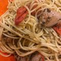 Loomer's cooksnap of when they made チキンとトマトのジェノベーゼパスタ.