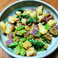 くまおのよめ's cooksnap of when they made さつま芋と小松菜の胡麻和え【減塩食】.