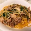 クック55A4TL☆'s cooksnap of when they made 簡単！豚こまと水菜のバター醤油パスタ☆.
