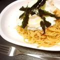 寝子娘。's cooksnap of when they made 明太子と鮭のスパゲティ目玉焼き乗せ.