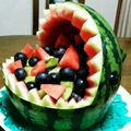 3姫の母's cooksnap of when they made すいか サメ.