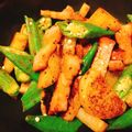 つきうき's cooksnap of when they made オクラと長芋のベーコンバター醤油炒め.