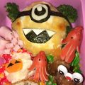 yuiyui0405's cooksnap of when they made 簡単 ミニオン キャラ弁♡.