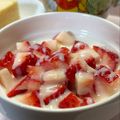 ☆あいちゃん's cooksnap of when they made 美味❣苺 練乳ヨーグルト(❊´︶`❊)♡.