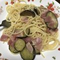 ちょめみるく's cooksnap of when they made なすベーコン☆パスタ（ガーリック味）.