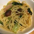 rahane's cooksnap of when they made ♡ハムときのこと小松菜の和風パスタ♡.