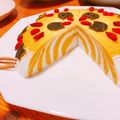 カナン★'s cooksnap of when they made 南瓜とレアチーズのストライプケーキ.