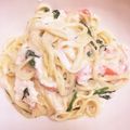 horseland's cooksnap of when they made カニ缶で☆ささっとクリームスパゲッティ.