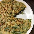 kecc's cooksnap of when they made 混ぜるだけの巨大おやき「にらせんべい」.