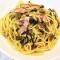 yuk@ri's cooksnap of when they made ＊辛子高菜とベーコンのピリ旨パスタ＊.