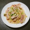 macaron୨୧'s cooksnap of when they made ネギ豚パスタ　ゆず胡椒風味.